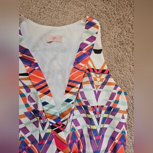 Nell Two Anthropologie Geometric Vee Neck Sleeveless Dress Size 2